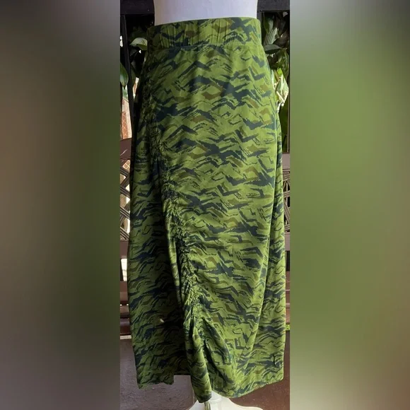 Skirts Elaine Kim Camo Silk Drawstring Maxi Skirt Poshmark